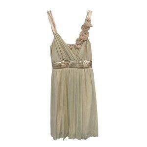 Toi Et Moi Floral Strap Dress Size Medium Pleated Satin Waistband Bridesmaid NEW